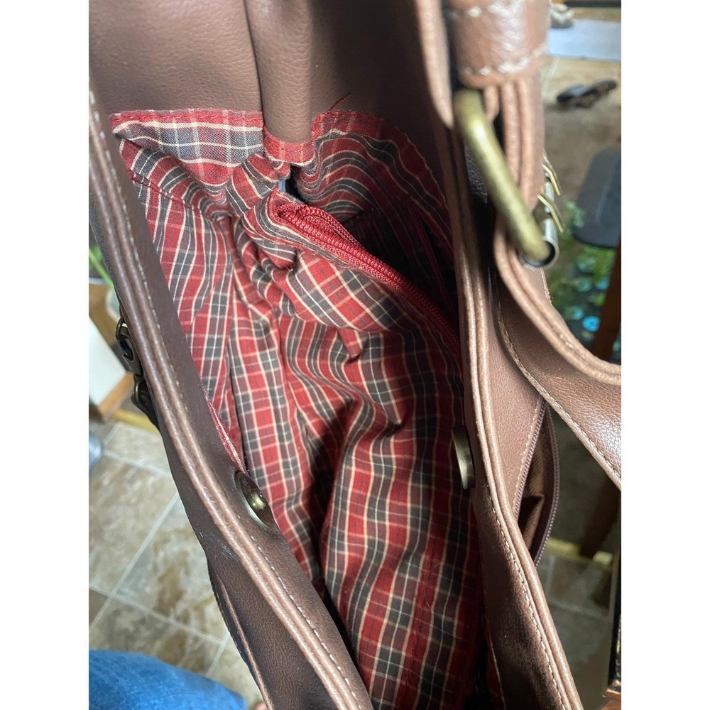 Y2K Leather Shoulder Bag Brown Hobo Purse Chunky Buckle Boho Bratz 1990s Fall - Picture 3 of 7